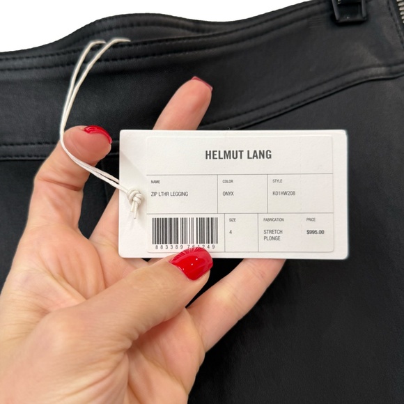 NWT $995 Helmut Lang Black Onyx Leather Skinny Legging Stretch Zip Pants sz 4 - Picture 7 of 16